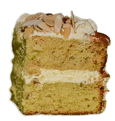 A slice of an almod cake